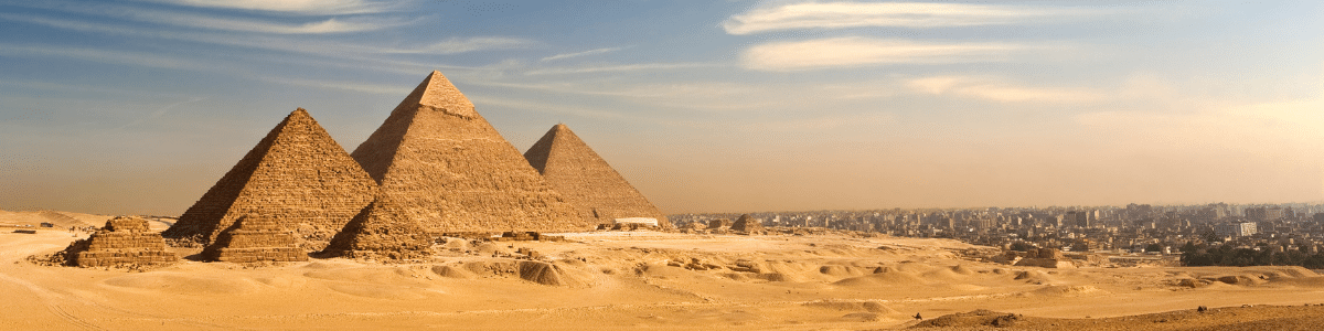 distant view of Pyramids of Giza