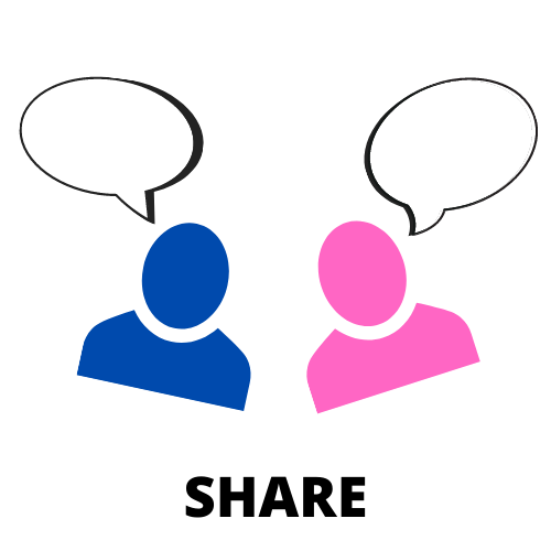 clipart of a blue person and a pink person, each with a blank speech bubble, and the word pair at the bottom