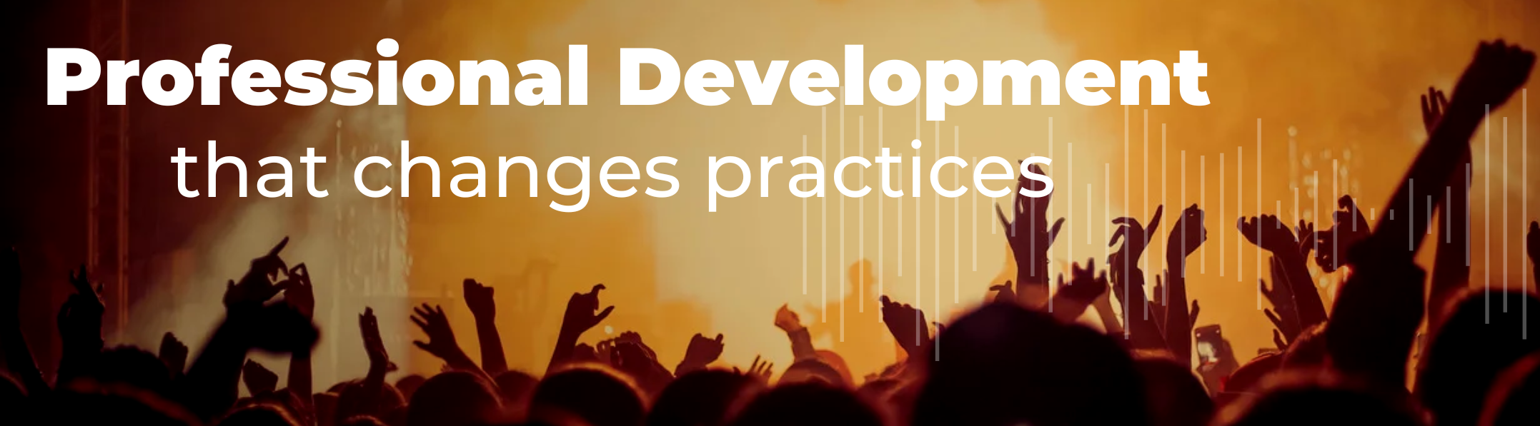 people's hands in the air with the words: Professional development that changes practices