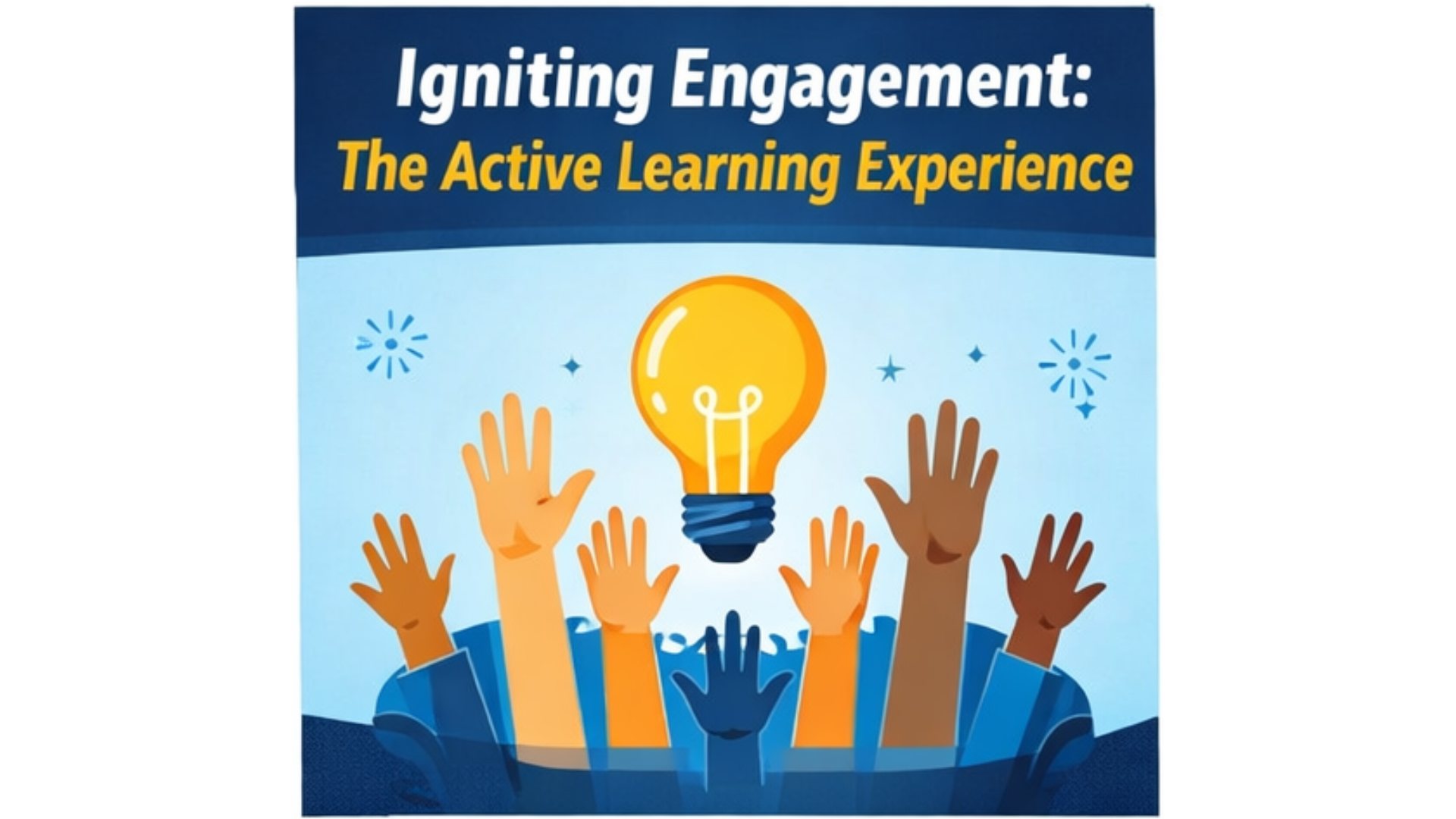 hands raised in front of lightbulb