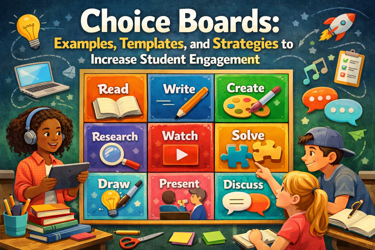 example of choice board with two teen students